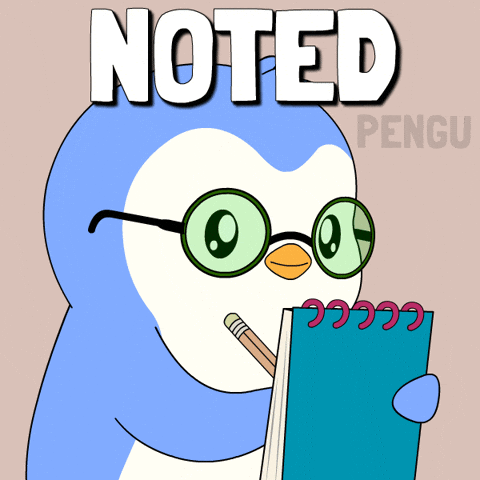 Pinguin animat care ia notite, ilustrand recapitularea activa pentru examen