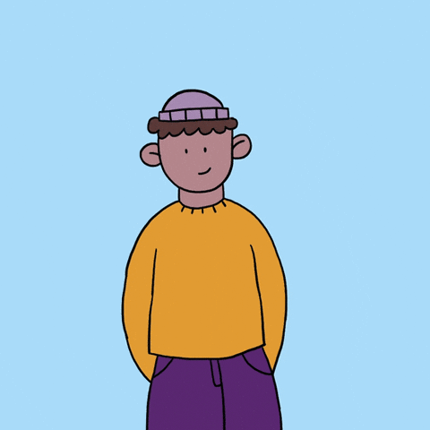 Valentine's Day gif. cartoon figure painting a smiley face with a brush.