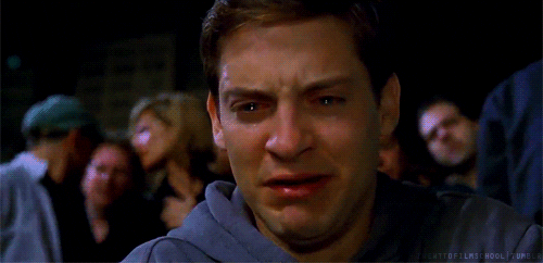sad crying spider man tobey maguire