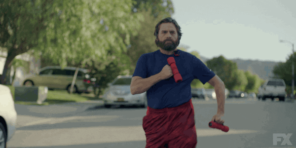 Zach Galifianakis Exercise GIF by BasketsFX - Find & Share on GIPHY
