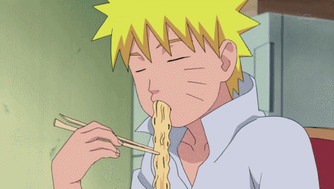 Naruto eating ramen. The image demonstrate the classes that a Japanese major may take like say anime class at UCLA.