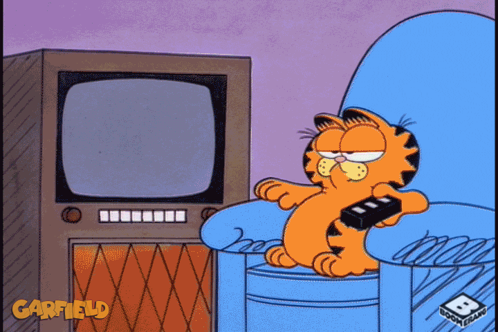 Garfield viendo la tele desde su sillón