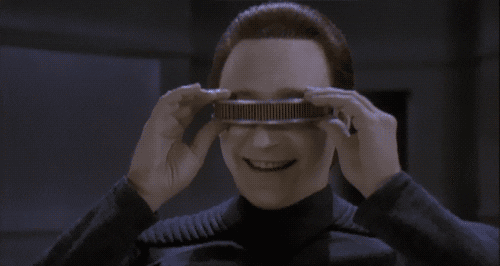 Data (from Star Trek) 'Visualization'-- animated GIF of Star Trek character Data putting on and removing VISOR