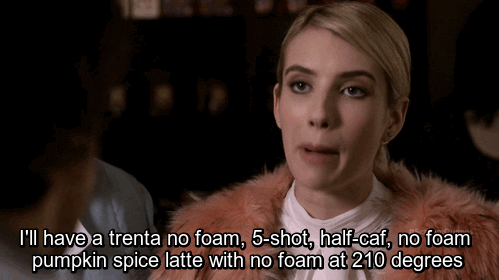 scream queens emma roberts starbucks pumpkin spice extra hot