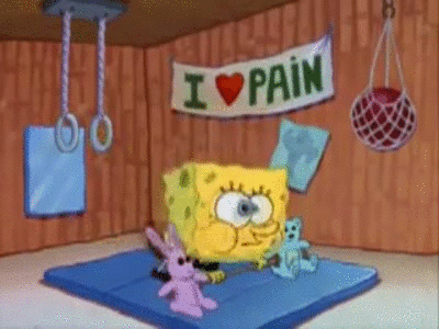 SpongeBob weight lifting