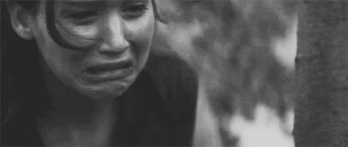 black and white sad jennifer lawrence crying upset