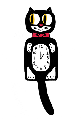 A ticking black cat clock GIPH.