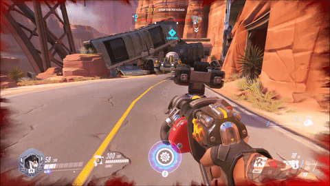 Torbjorn firing his gun and his turret (this is his non-ultimated form)
