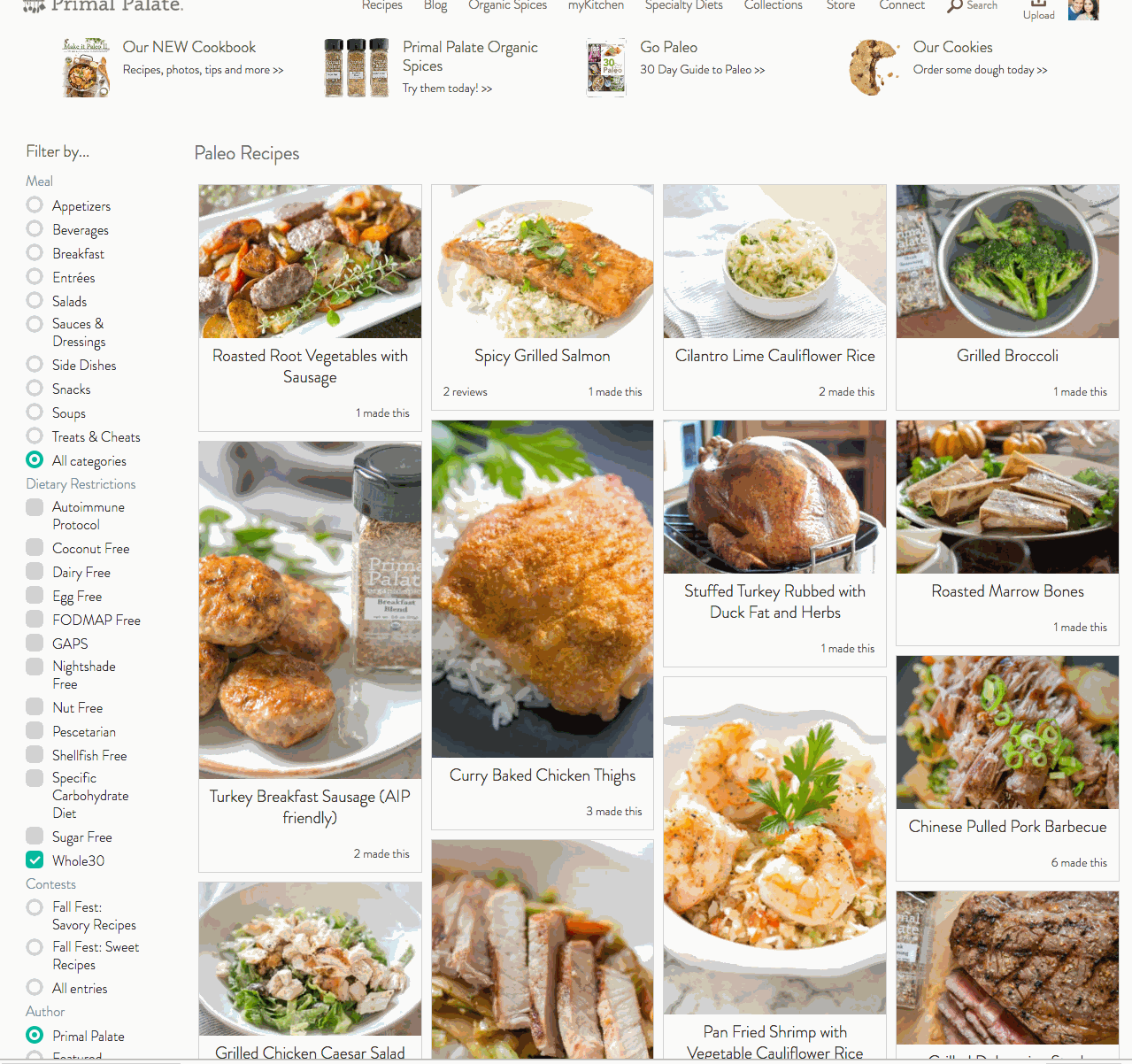 NEW: Whole30 Recipe Filter and Meal Plan, Primal Palate