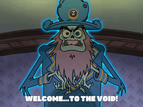 Ghost pirate saying welcome to void and laughing.