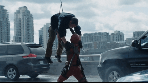 Deadpool breaking the fourth wall