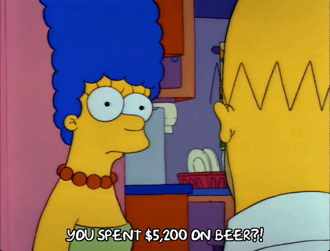 Homero gastando en cerveza