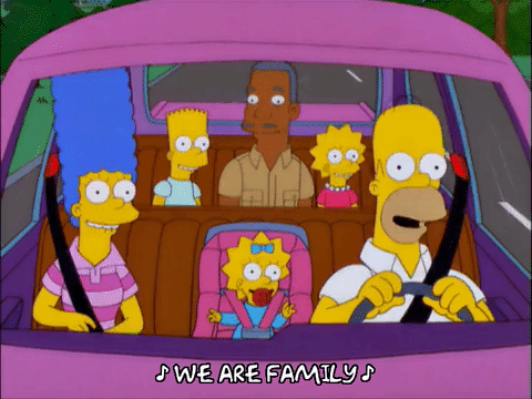 The Simpsons driving in the car