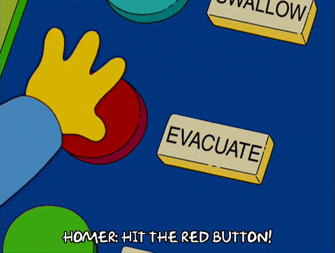 Simpsons gif, Homer hit the red button