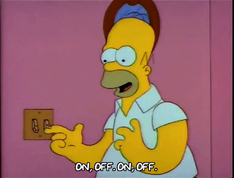 Homer Simpson turning a lightswitch on and off