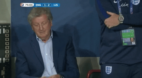 Roy reacts to England's best passage of play during a 2-1 defeat to Iceland.