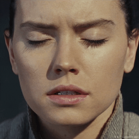 Rey from star wars thinking 