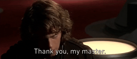 personaje de Star Wars diciendo thank you my master