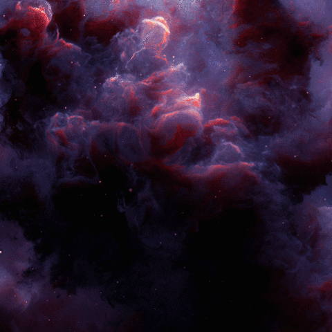 A purple and red gif of illustrated cloud-like structures