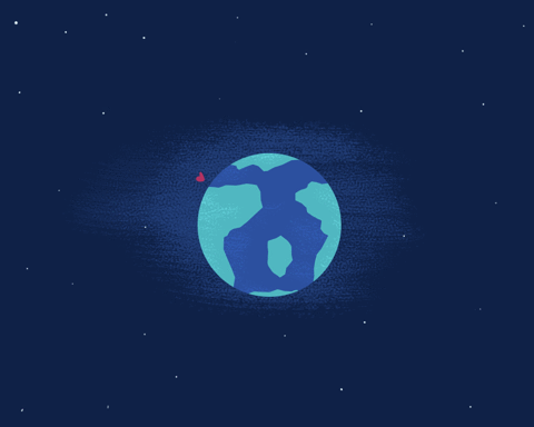 Gif of Happy Earth Day wrapping around earth
