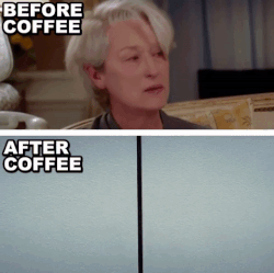 Before and after coffee gif