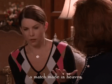 GIF of woman saying, "Match made in heaven"