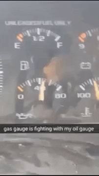Gas gauge and oil gauge fighting in funny gifs