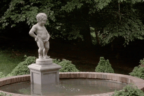 Image result for cherub peeing in fountain gifs