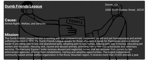 screenshot of charity card