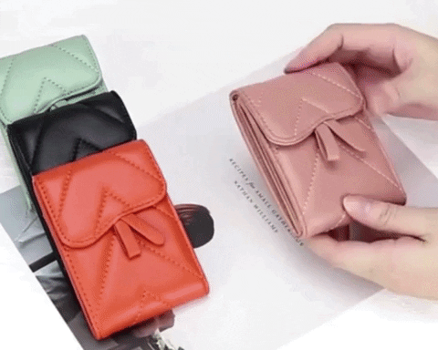 women quilted leather minimalist cardholder wallet
