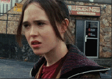 ellen page juno dissapointed head turn pony tail