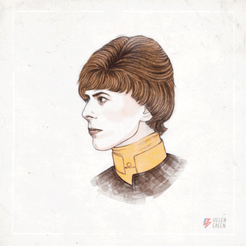David Bowie drawings turning and changing his styles throughout the decades