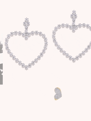 Heart-shaped motifs take on greater meaning and symbolism in these minimalist designs. Penacho Heart Diamond ring in 18k yellow gold set with ethical white diamonds by Colette and Bella XX heart-shaped dangler earrings with round brilliant-cut diamond set in 18k white gold by Hazoorilal Legacy