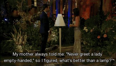 Etsy's first impressions are creative, like a man greeting the Bachelorette with a lamp