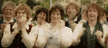 Frodo, Merry y Pippin en la boda de Sam, final El señor de los anillos: El retorno del rey- Blog Hola Telcel 