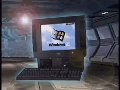 illustration vieil appareil informatique : ordinateur sous Windows 95
