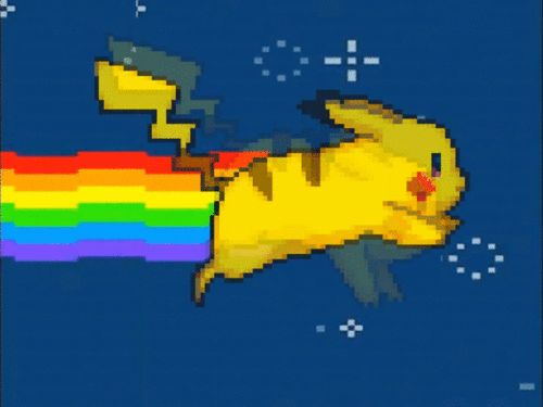 Pikachu running like nyan cat