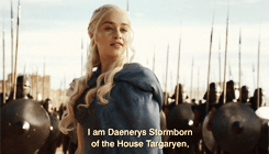 Daenerys Stormborn standing dramatically in front of an army