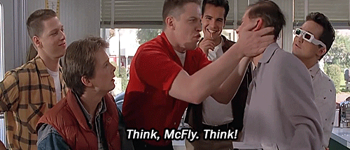 Image result for think mcfly think gif